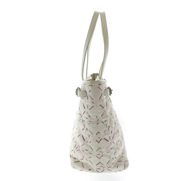 Christian Dior Logo Charm Tote Bag Coated Canvas White - Picture 2 of 8